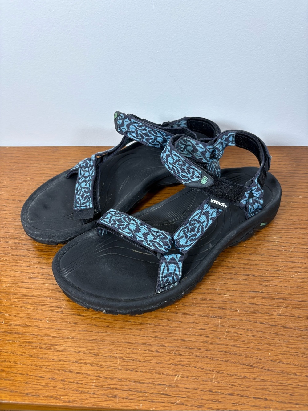 Teva Women's Black Sandals with Teal Patterned Straps